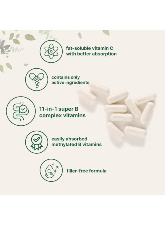 مايكرو إنجريدينس مكمل Pure Methylated B Complex من Micro Ingredients – كبسولات فيتامين ب المركب مع ميثيل فولات وB12 – مكمل غذائي – 240 كبسولة - Image 4