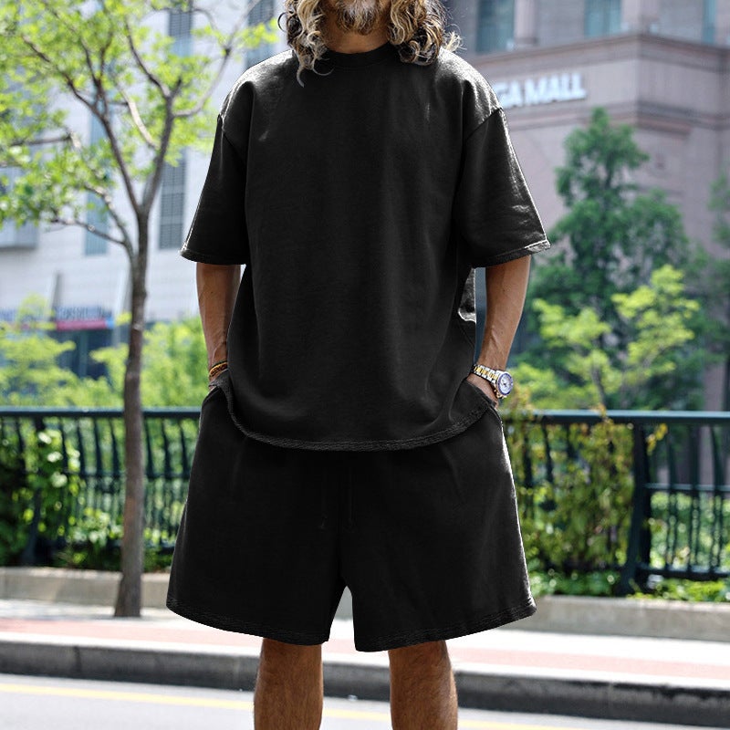 Men'S Sports Casual Suit Loose Short-Sleeved T-Shirt Shorts 2-Piece Set Summer - Image 3