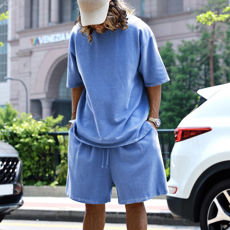 Men'S Sports Casual Suit Loose Short-Sleeved T-Shirt Shorts 2-Piece Set Summer - Image 5