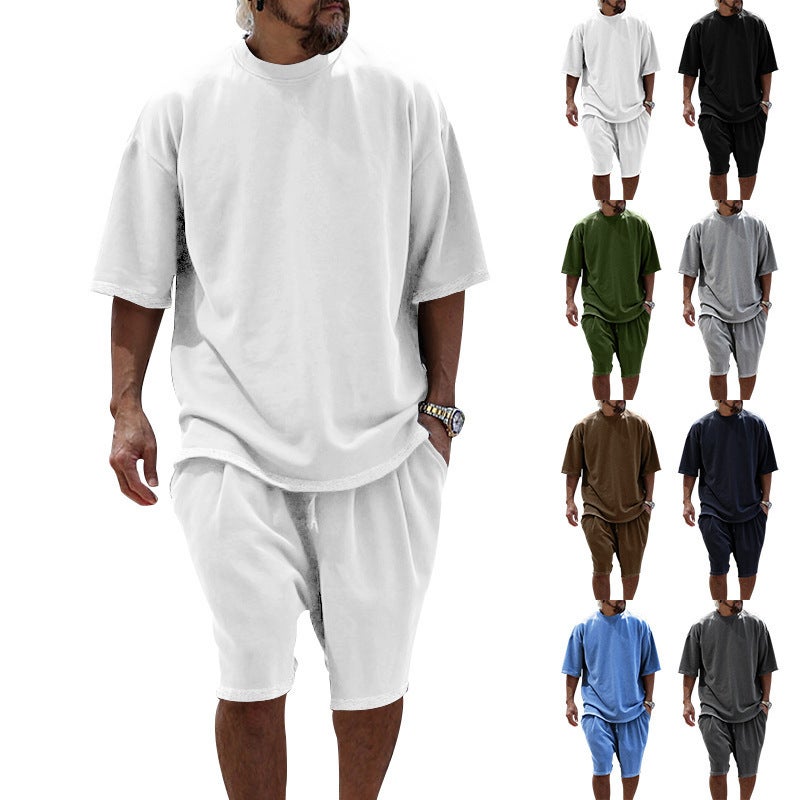 Men'S Sports Casual Suit Loose Short-Sleeved T-Shirt Shorts 2-Piece Set Summer - Image 2