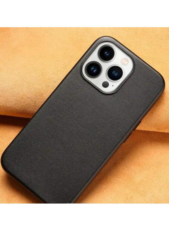 erorex Iphone 15 Pro Max Leather Case With Mag Safe Protective Cover Hard Pc Leather Magnetic Shockproof Cases Military Grade Anti Drop For Iphone 15 Pro Max Phone Case Black  - Image 1