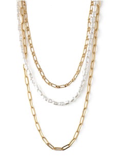 ORELIA LONDON Pearl & Chain 3-Row Necklace  - Image 1