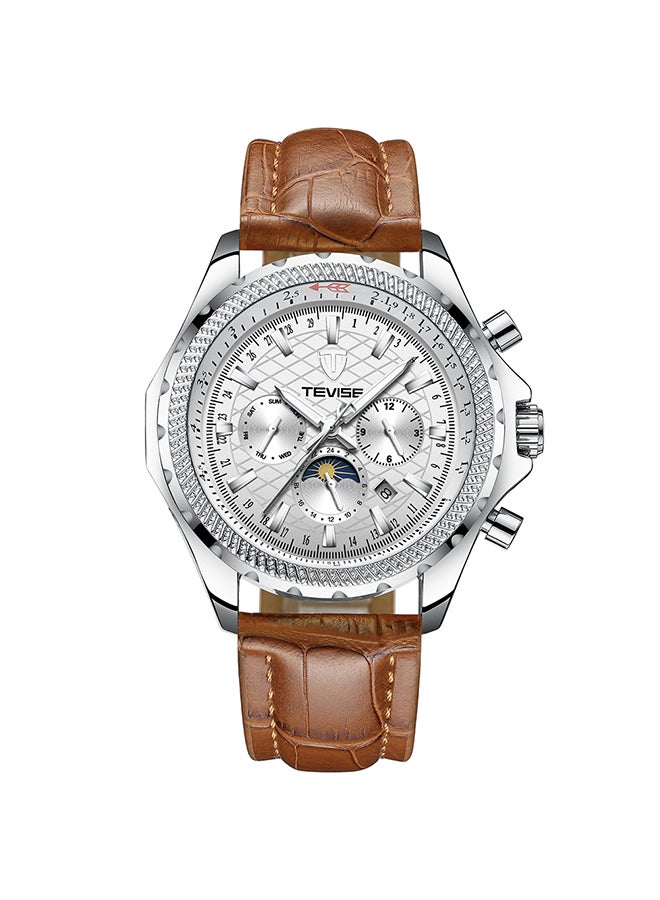 Tevise Men's Leather Analog Wrist Watch J-977 - Image 1