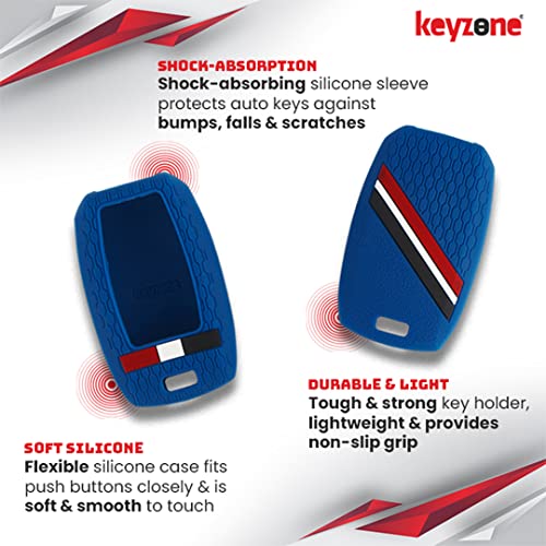 Keyzone® Striped Silicone Key Cover Compatible for Seltos, Sonet, Carnival, Seltos X-line,Carens Smart Keys (Black) - Image 3