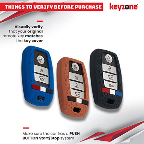 Keyzone® Striped Silicone Key Cover Compatible for Seltos, Sonet, Carnival, Seltos X-line,Carens Smart Keys (Black) - Image 5