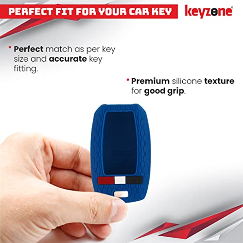Keyzone® Striped Silicone Key Cover Compatible for Seltos, Sonet, Carnival, Seltos X-line,Carens Smart Keys (Black) - Image 4