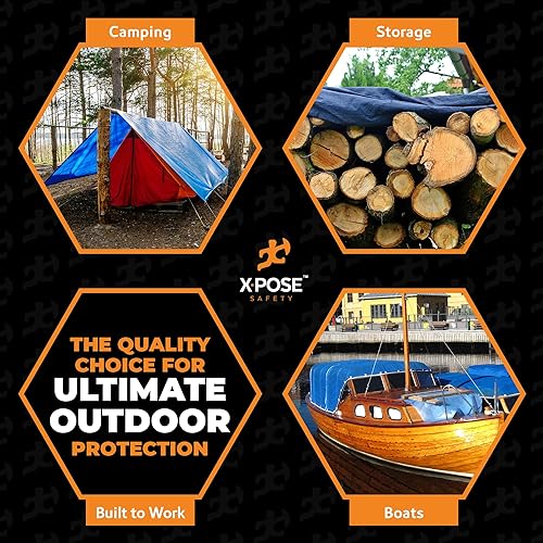 xpose safety Better Blue Poly Tarp 10 x 16 Multipurpose Protective Cover Lightweight Durable Waterproof Weather Proof 5 Mil Thick Polyethylene by Xpose Safety - Image 3