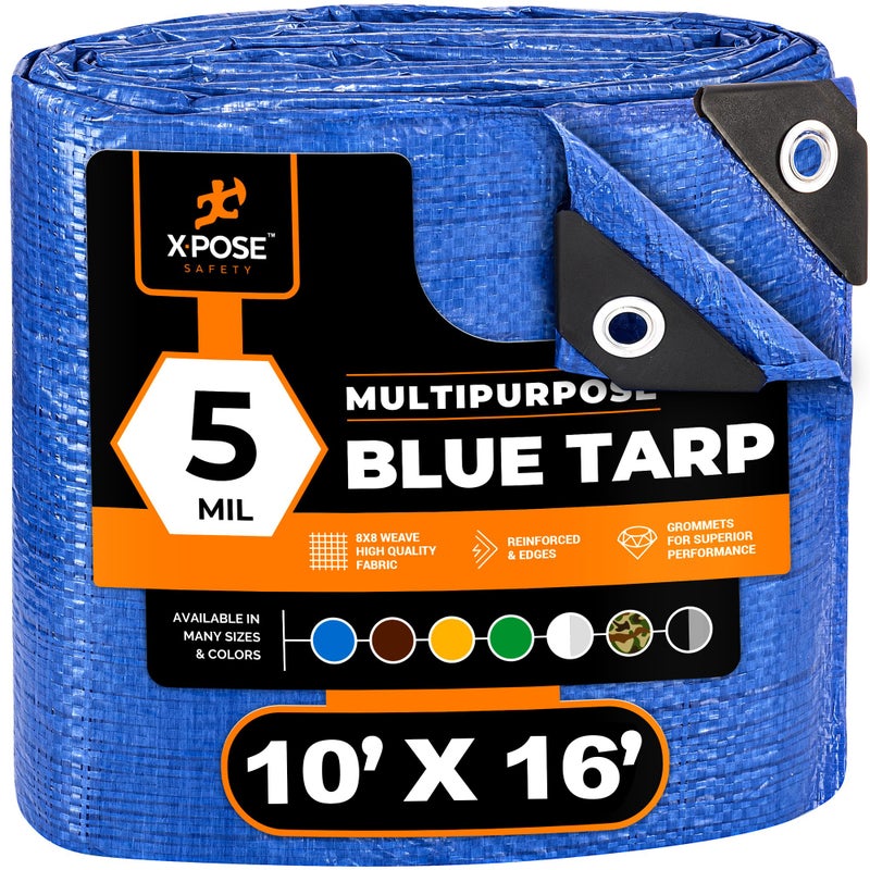 xpose safety Better Blue Poly Tarp 10 x 16 Multipurpose Protective Cover Lightweight Durable Waterproof Weather Proof 5 Mil Thick Polyethylene by Xpose Safety - Image 2