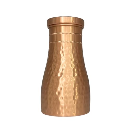 Piepot Copper Water Bottle 1 LTR | Copper Water Bottle for Drinking | 100% Pure | Leak-Proof | Easy to Cary | Suitable for Yoga, School & Offices | Best for Gifting - Hammered Finish - Image 1