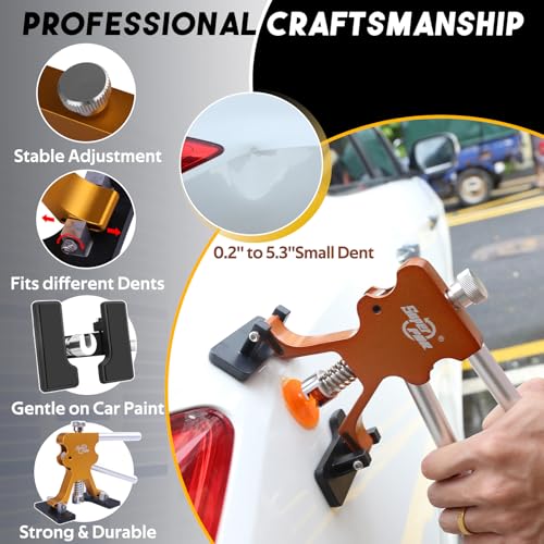 Super PDR Paintless Dent Repair Kit, Dent Puller Kit, Car Dent Removal Tools with Dent Lifter, Bridge Puller, Slide Hammer 2 in 1 T-Type Slide Hammer for Repair Door Ding, Creases and Hail Damage - Image 2