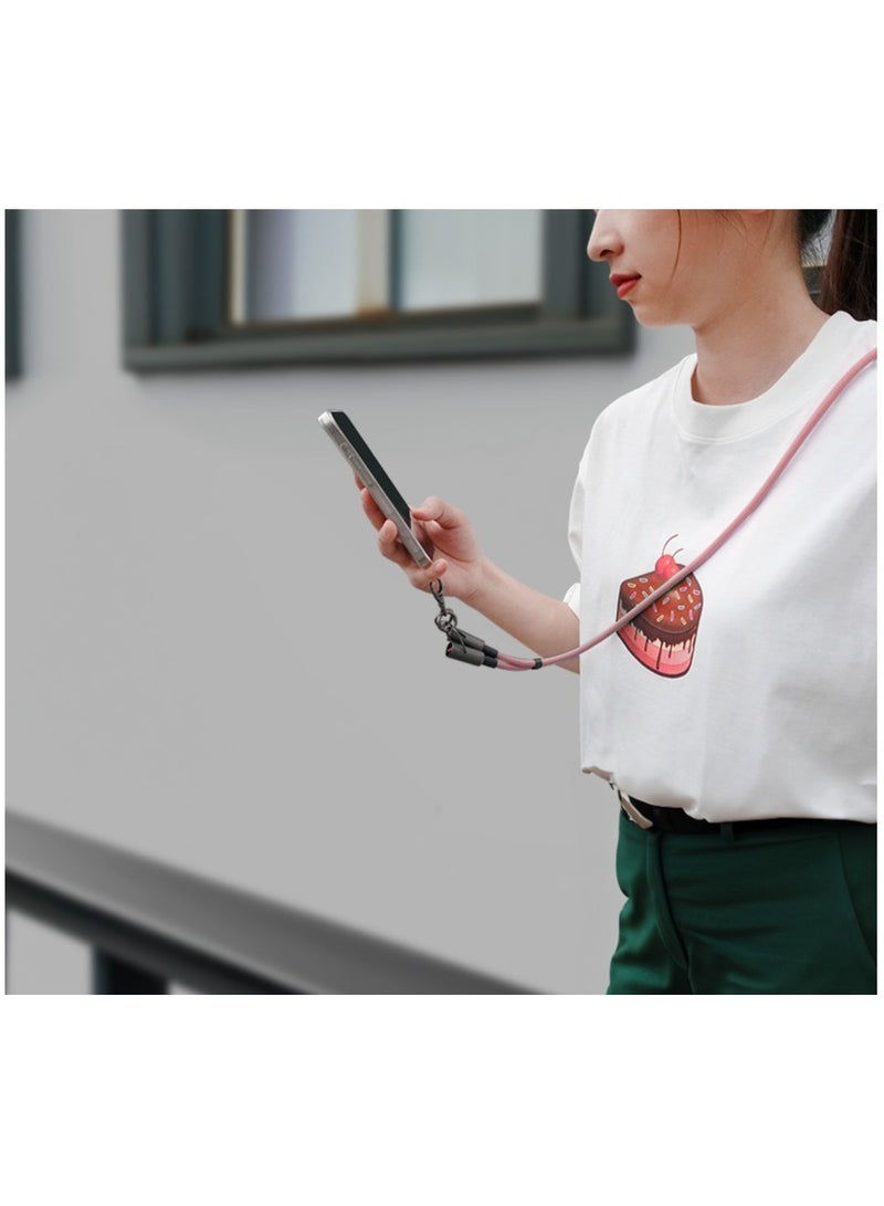 GREEN LION 2 in 1 Power Lanyard Type-C to Type-C 60W Charging Cable / Tangle-Free Design / 5000 Bends / Hands-Free Convenience / 1.2m Cable Length / Mobile Phone Compatible / 6mm Diameter / 480Mbps Data Transfer - Pink - Image 2