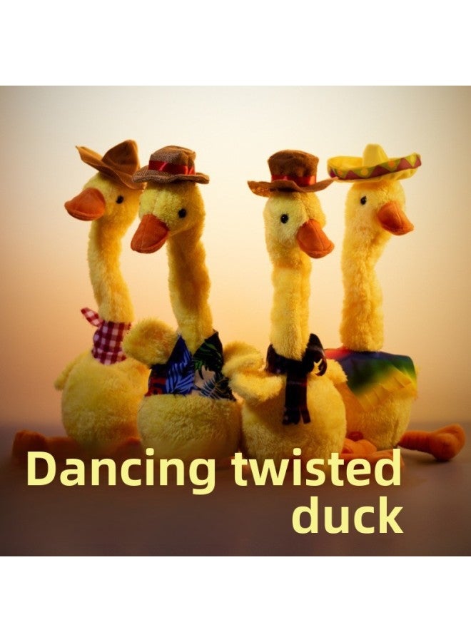 Talking Singing Twisting Duck Sand Sculpture Social Duck Recording Learning To Talk Duck Short Plush Stuffed Animal Toy For Children-Color:Duck With Clothes Style - Image 2