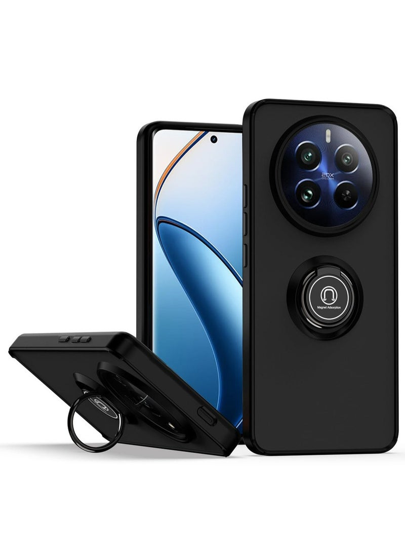 Mobile Phone Case Cover for realme 12 Pro 5G/realme 12 Pro+ 5G, 360°Rotating Kickstand Ring + Support Magnetic Car Mount + Slim Thin PC&TPU Shockproof Mobile Phone Case For realme 12 Pro 5G/realme 12 Pro+ 5G, Black
