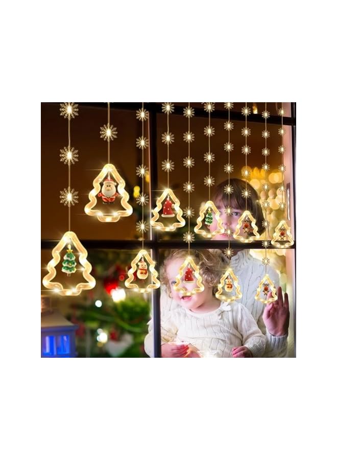 The Bros 9.8FT Christmas LED Lights,Christmas Curtain Lights with Ornaments & Snowflake,Christmas Window Lights for Christmas Bedroom Home Decorations Operated by USB with remote control  - Image 2