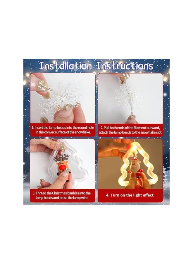 The Bros 9.8FT Christmas LED Lights,Christmas Curtain Lights with Ornaments & Snowflake,Christmas Window Lights for Christmas Bedroom Home Decorations Operated by USB with remote control  - Image 5