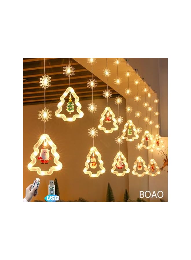 The Bros 9.8FT Christmas LED Lights,Christmas Curtain Lights with Ornaments & Snowflake,Christmas Window Lights for Christmas Bedroom Home Decorations Operated by USB with remote control  - Image 3