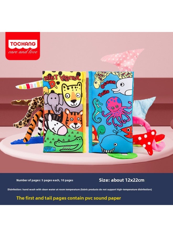 Baby Toys Three-Dimensional Cloth Book Tear Not To Rip Early Teaching Bite Washable Children Children Enlightenment Baby Hand Tear Book-Colour:2 Books: Jungle + Ocean  - Image 1