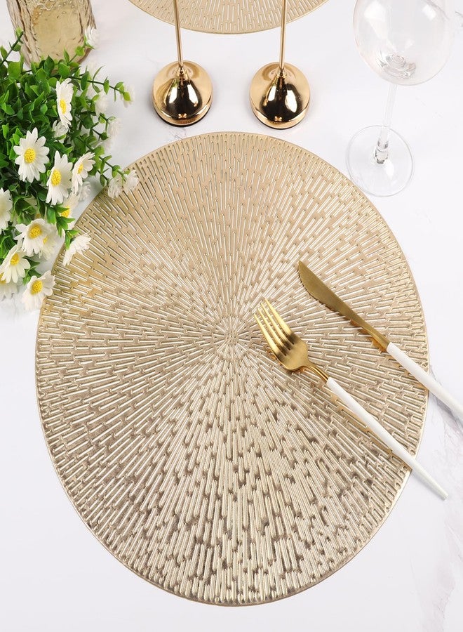 Mabbcoo Placemats Set of 6, Round Placemats Gold Washable Wipeable Vinyl Place Mats Dining Table Mats for Wedding Party Kitchen Decorations - Image 4