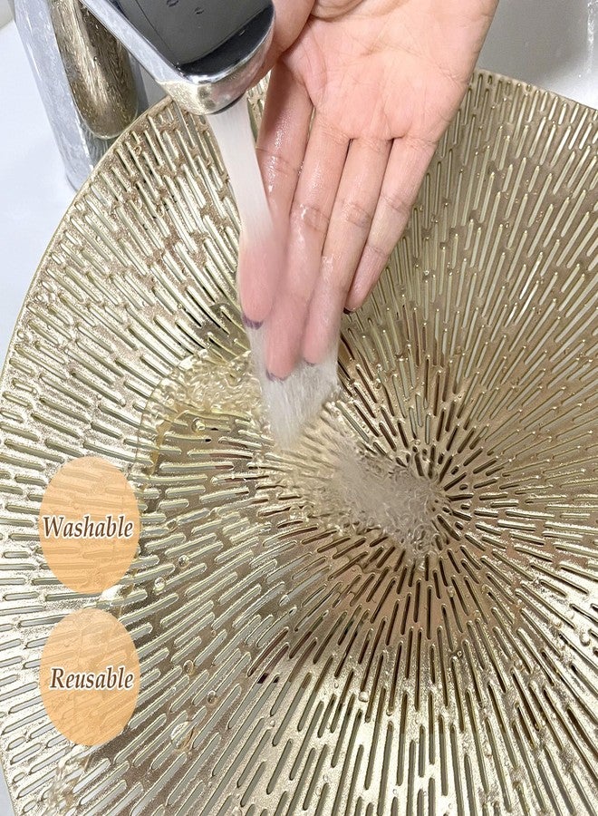 Mabbcoo Placemats Set of 6, Round Placemats Gold Washable Wipeable Vinyl Place Mats Dining Table Mats for Wedding Party Kitchen Decorations - Image 5