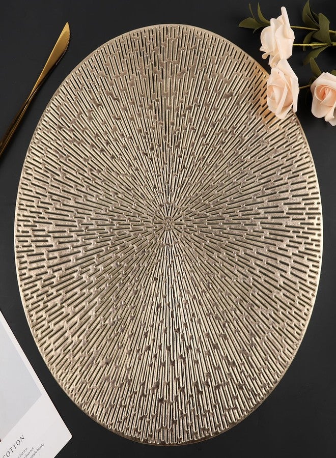 Mabbcoo Placemats Set of 6, Round Placemats Gold Washable Wipeable Vinyl Place Mats Dining Table Mats for Wedding Party Kitchen Decorations - Image 1