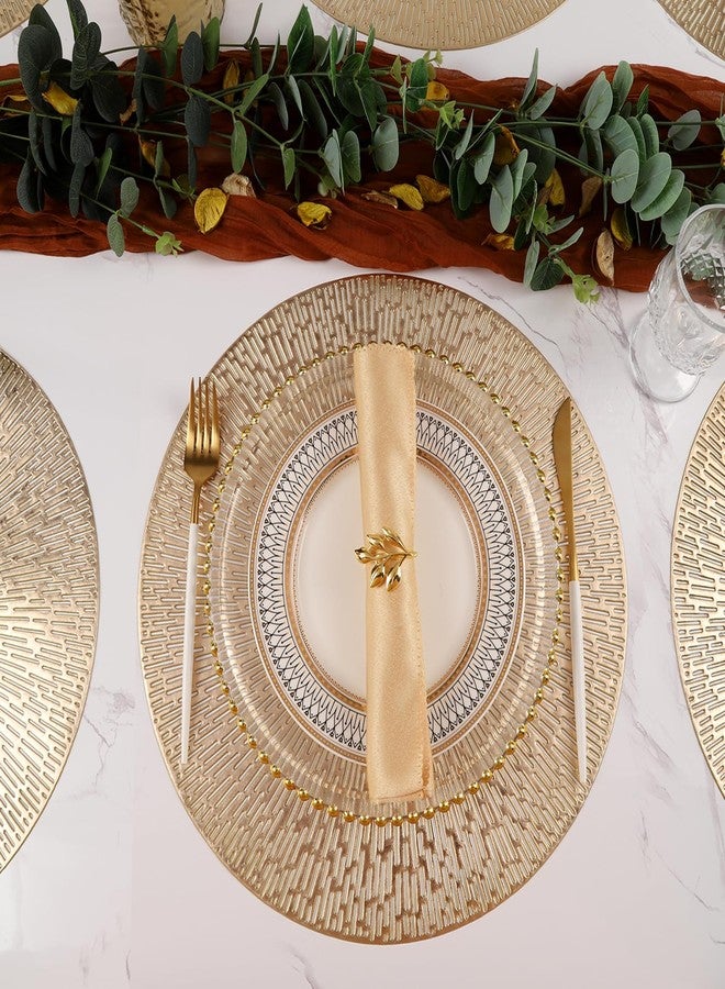 Mabbcoo Placemats Set of 6, Round Placemats Gold Washable Wipeable Vinyl Place Mats Dining Table Mats for Wedding Party Kitchen Decorations - Image 3