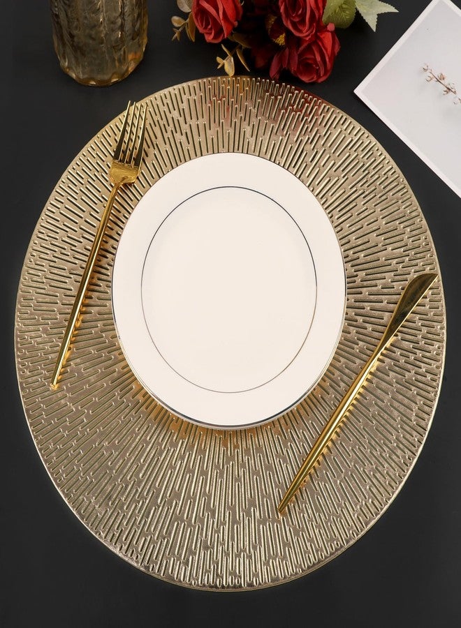 Mabbcoo Placemats Set of 6, Round Placemats Gold Washable Wipeable Vinyl Place Mats Dining Table Mats for Wedding Party Kitchen Decorations - Image 2
