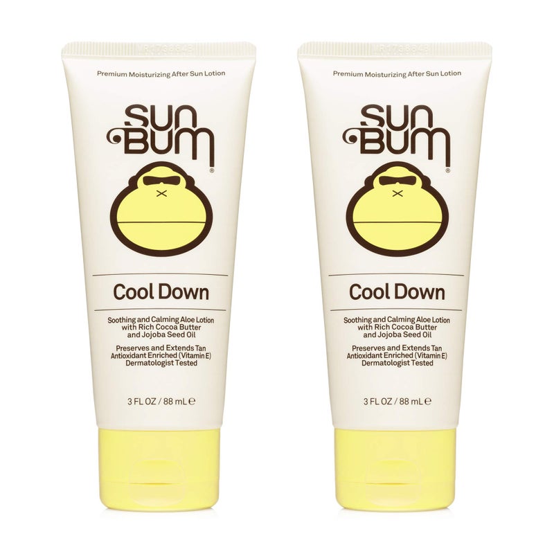 Sun Bum Cool Down Aloe Vera Lotion Vegan With Cocoa Butter To Soothe and Hydrate Sunburn 3 Ounce 2 Pack - Image 1