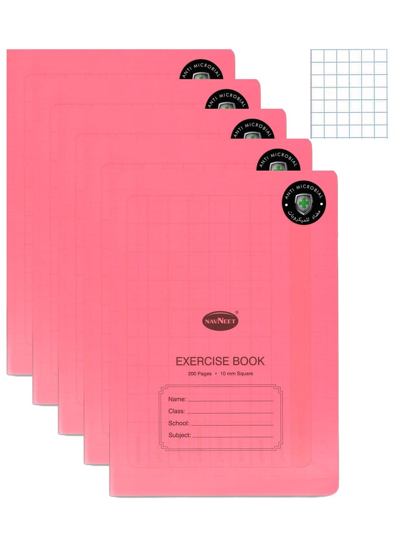 Navneet 5-Piece A4 Size 10mm Square Lined Exercise Book 200 Pages With PVC Cover  - Image 1