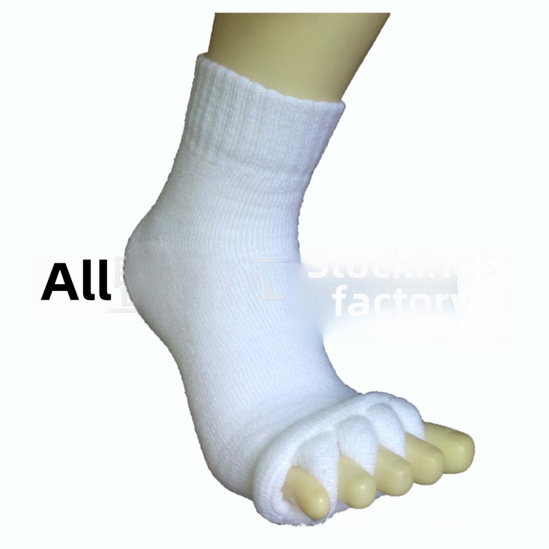 Soft Cotton Toe-Separating Socks for Yoga Bleaching 