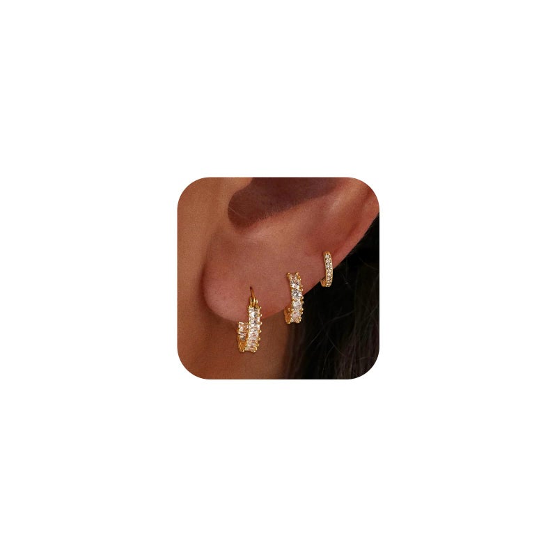 VIROMY Gold/Silver Hoop Earrings for Women Trendy,14K Real Gold Plated Cute Stud Earrings Small Huggie Hoop Earrings Stacks non tarnish Jewelry for Women - Image 1