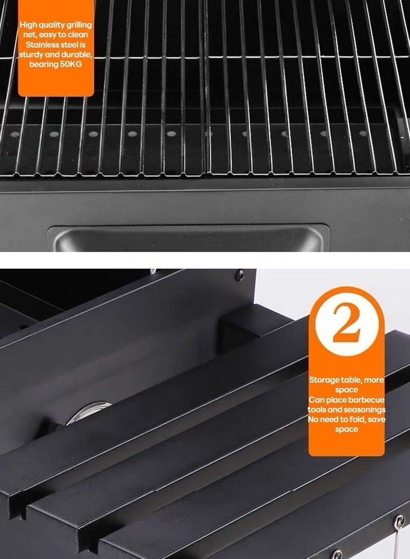 ETG Barrel Charcoal Grill Barbecue Smoker with Shelves, Large capacity 174 Square Inches Cooking Area, Stainless Steel, 4 Air Vents, Ash Collector, BackyardWheels for Outdoor Camping, Garden Picnics & Backyard BBQ - Image 5