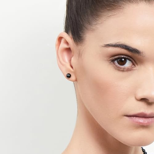 THE PEARL SOURCE 6.0-6.5mm Black Japanese Akoya Real Pearl Earrings for Women - 14k Gold Stud Earrings | Hypoallergenic Earrings with Genuine Cultured Pearls - Image 3