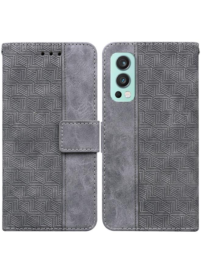 S-TOP Case For OnePlus Nord 2 5G Geometric Embossed Leather Phone Case - Image 1