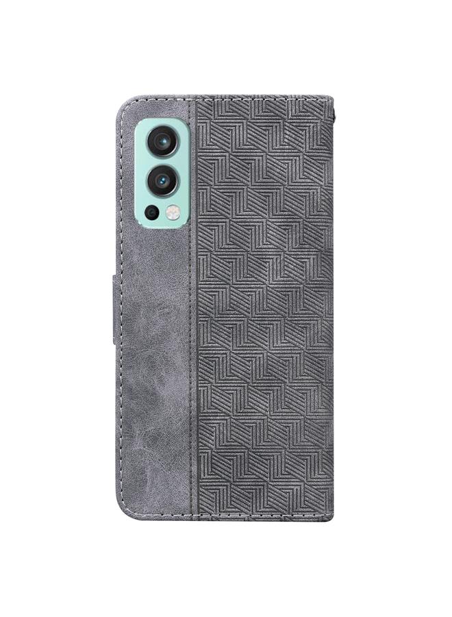 S-TOP Case For OnePlus Nord 2 5G Geometric Embossed Leather Phone Case - Image 3