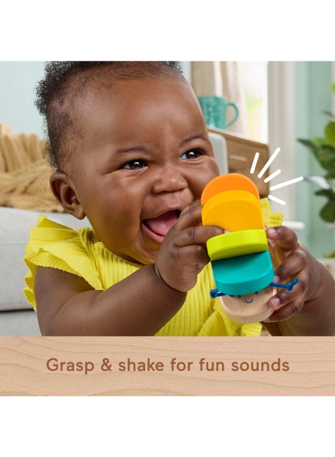 Fisher-Price Wooden Clacker Caterpillar Toy for Babies, Colorful Wooden Sensory Activity Toy with Clacking Sounds for Early Development Age 6 Months+ - Image 4