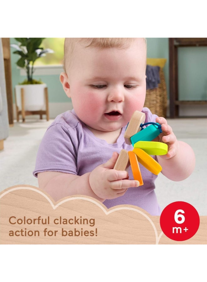 Fisher-Price Wooden Clacker Caterpillar Toy for Babies, Colorful Wooden Sensory Activity Toy with Clacking Sounds for Early Development Age 6 Months+ - Image 5