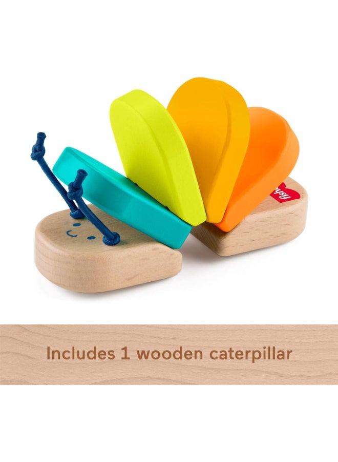 Fisher-Price Wooden Clacker Caterpillar Toy for Babies, Colorful Wooden Sensory Activity Toy with Clacking Sounds for Early Development Age 6 Months+ - Image 2
