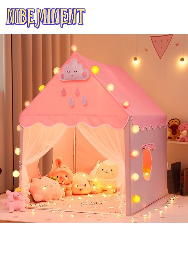 NIBEMINENT Kids Play Tents for Girls Large Fairy Playhouse for Kids Princess Castle Tent Gift Toys for Girl Toddler Children Play House (Pink) - Image 1