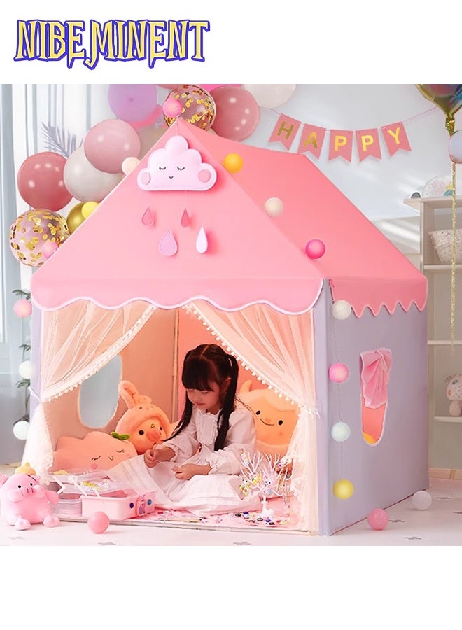 NIBEMINENT Kids Play Tents for Girls Large Fairy Playhouse for Kids Princess Castle Tent Gift Toys for Girl Toddler Children Play House (Pink) - Image 2