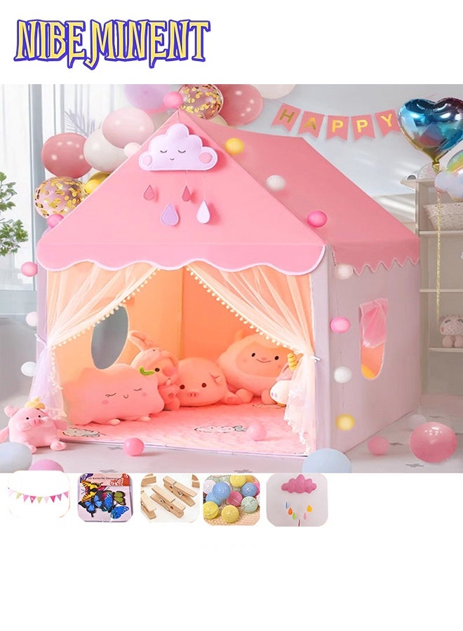 NIBEMINENT Kids Play Tents for Girls Large Fairy Playhouse for Kids Princess Castle Tent Gift Toys for Girl Toddler Children Play House (Pink) - Image 3