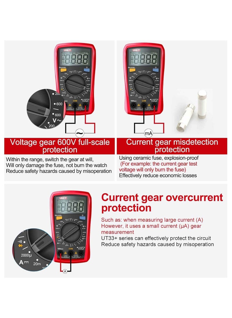 UNI-T - ECVV UT33C Plus Digital Palm Size Multimeter Voltmeter Ammeter Resistance LCR with Backlight - Image 1