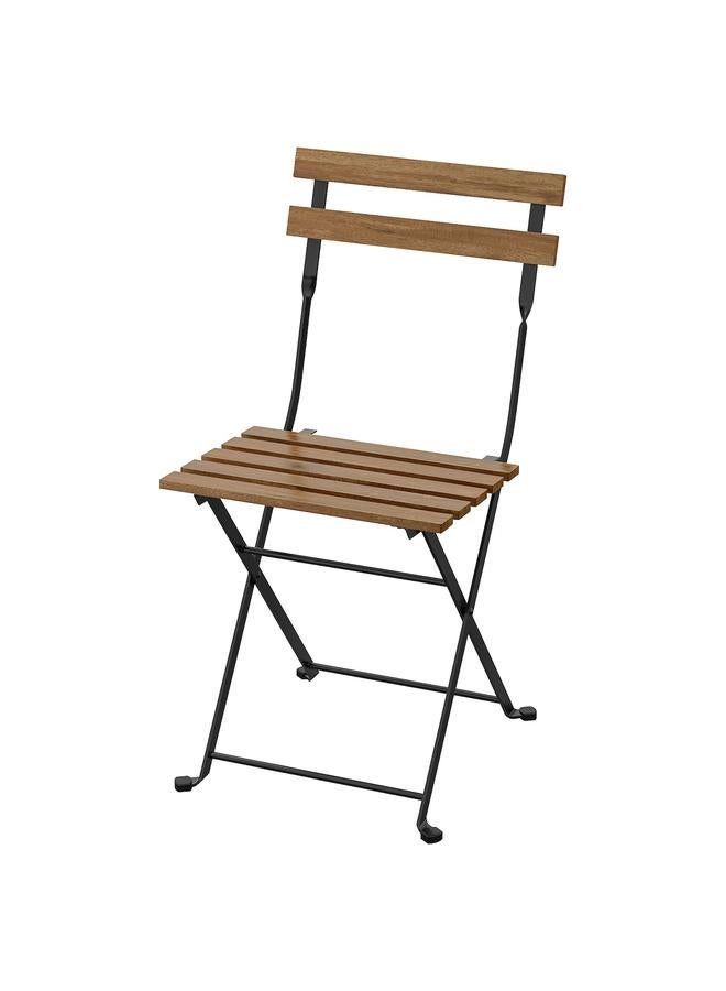 Zaboon Chair, outdoor, foldable black/light brown stained - Image 1