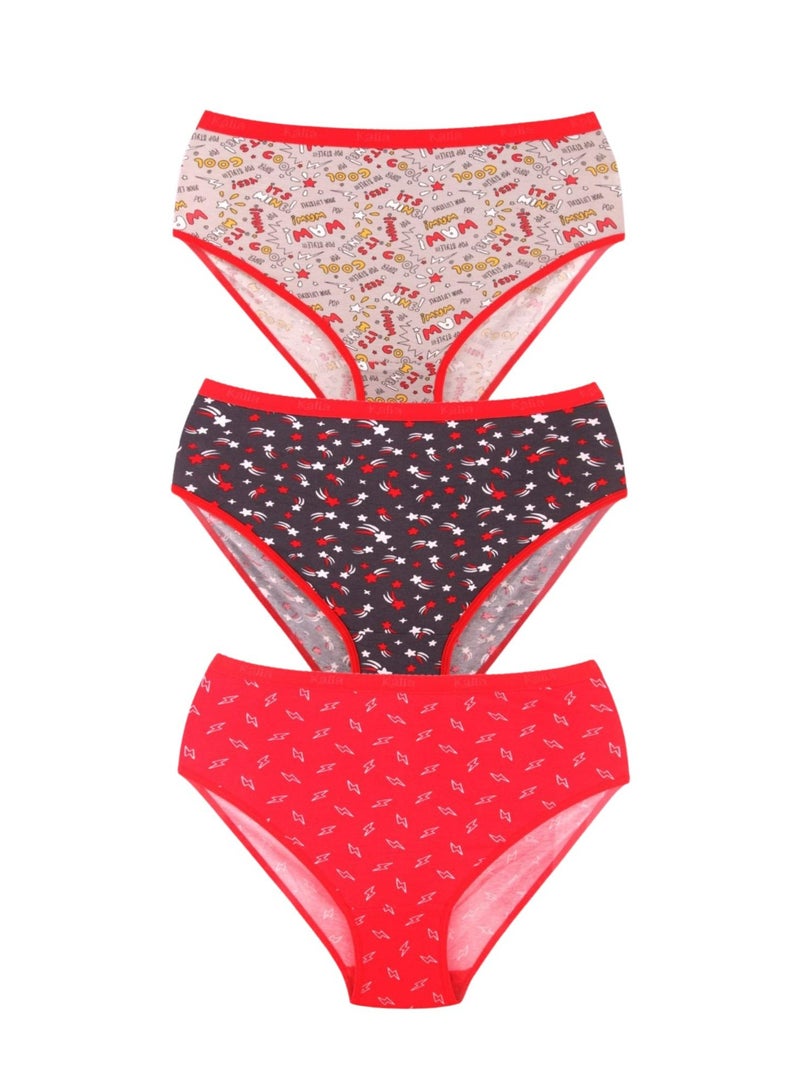 Pack of 6 Printed Cotton Brief Panties Underwear for Women