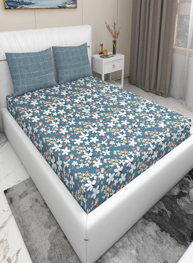 RD TREND® Presents Luxurious Glace Cotton Super Soft 210 TC King Size bedsheet Combo (100x108 Inch) with 4 Pillow Covers Color-Pink & Grey Pattern-Floral - Image 4