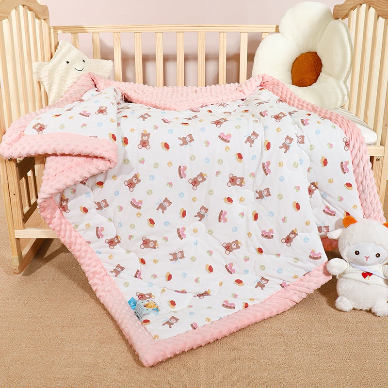 Kindergarten Childrens Beanie Cartoon Printed Blanket Machine Washable Kick-proof Quilt Four Seasons Baby Products wooden bear