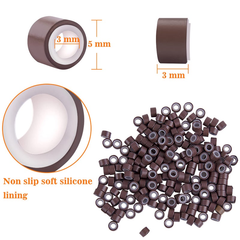 Duufin 2500 Pieces Micro Links Rings Hair Extensions Beads 5.0mm Silicone Lined Beads 5 Colors Micro Links for Women Men Hair Feather Extensions Tool - Image 2