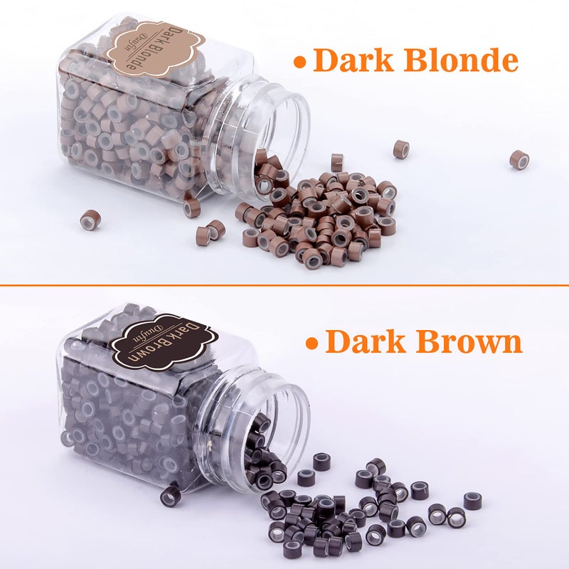 Duufin 2500 Pieces Micro Links Rings Hair Extensions Beads 5.0mm Silicone Lined Beads 5 Colors Micro Links for Women Men Hair Feather Extensions Tool - Image 5