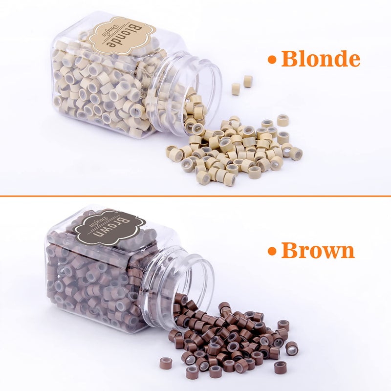 Duufin 2500 Pieces Micro Links Rings Hair Extensions Beads 5.0mm Silicone Lined Beads 5 Colors Micro Links for Women Men Hair Feather Extensions Tool - Image 4
