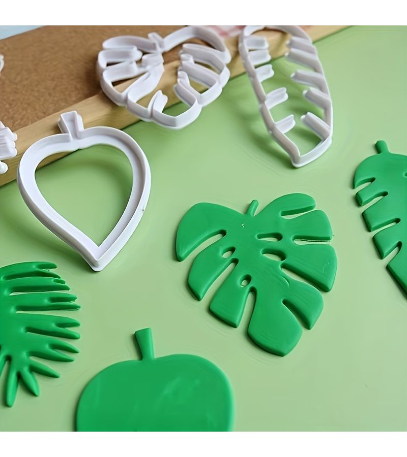 4Pcs White Tropical Leaf Cookie Cutters Hawaii Palm Cake Decorating DIY Tools - Image 2