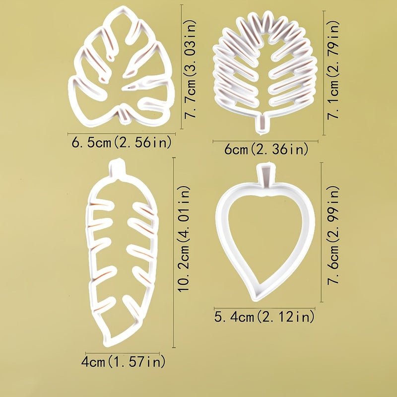 4Pcs White Tropical Leaf Cookie Cutters Hawaii Palm Cake Decorating DIY Tools - Image 5